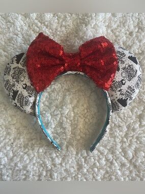 Taylor Swift Lyrics Sequin Red Bow Mickey Mouse Ear Headband